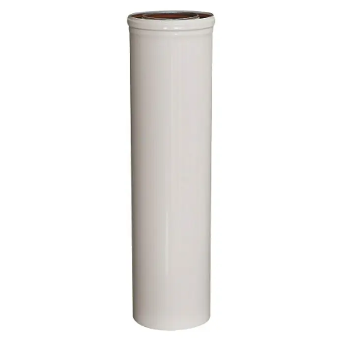 Practic Tubo de extracción coaxial - Ø x L: 100 mm x 100 cm, Blanco - Fotografía de producto de un pilar cilíndrico blanco con tapa marrón, ideal para decoración.