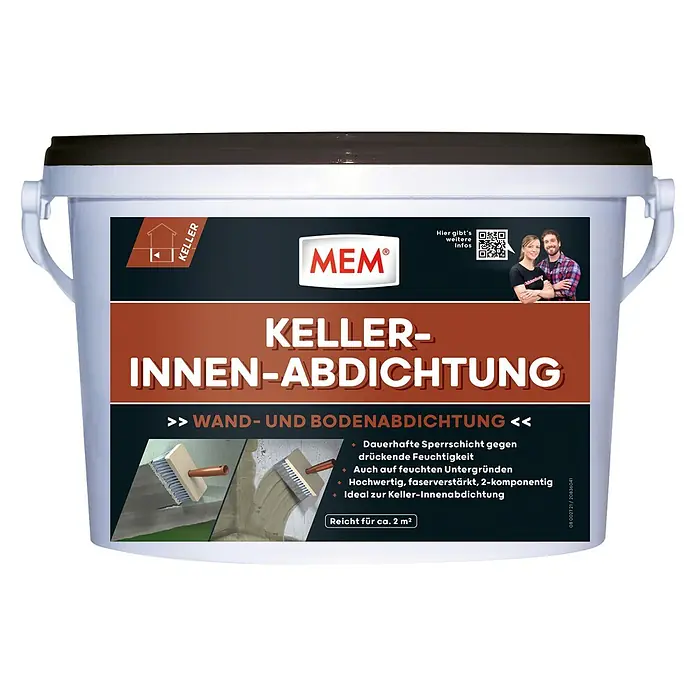 MEM Trockener Keller Abdichtung - 5 kg - MEM Keller-Innenabdichtung: Dauerhafte Wand- und Bodenabdichtung für Innenräume. Schützt vor Feuchtigkeit und ist ideal für Keller.