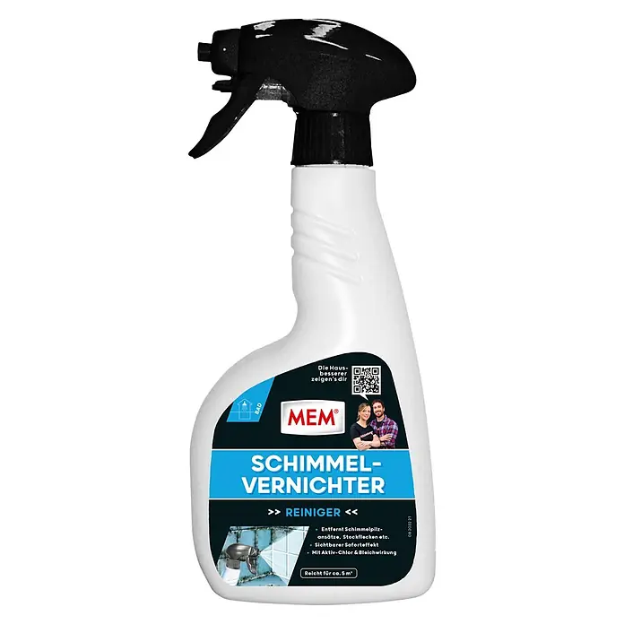 MEM Schimmelvernichter - 500 ml - Sprühflasche mit MEM Schimmel-Vernichter. Entfernt Schimmelpilzansätze, Stockflecken und sorgt mit Aktiv-Chlor für sofortige Bleichwirkung.