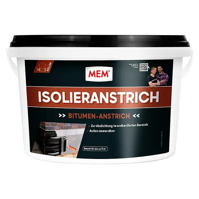 MEM Isolieranstrich - 5 l - Ein Eimer MEM Isolieranstrich Bitumen-Anstrich für Kellerabdichtung und Außenanwendung, ausreichend für bis zu 11 m².