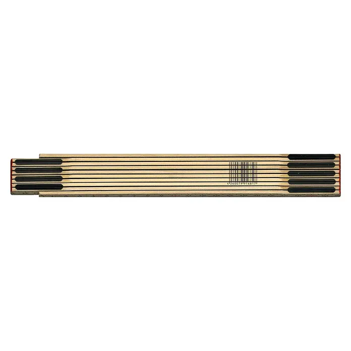 BAUHAUS Metro de madera - Largo: 200 cm, Madera - Regla plegable de madera con código de barras, ideal para mediciones precisas y fácil almacenamiento.