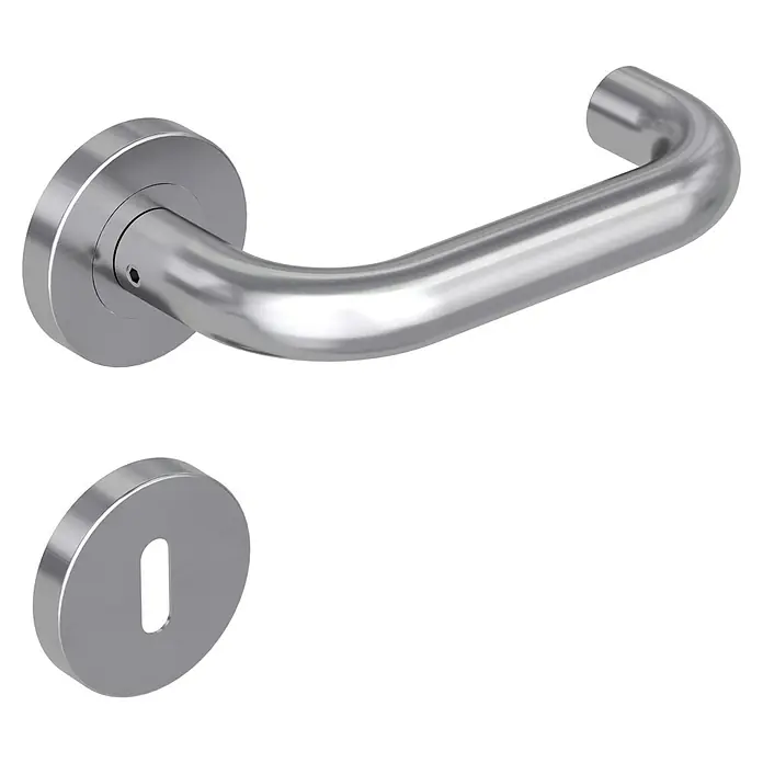 Diamond Doors Modern Drückergarnitur Vermont - Edelstahl, U-Form, Stärke Tür: 40 mm - 45 mm, Buntbart - Türdrücker aus Edelstahl mit Rosette und Schlüsselloch. Modernes Design für stilvolle Innentüren, robust und langlebig.