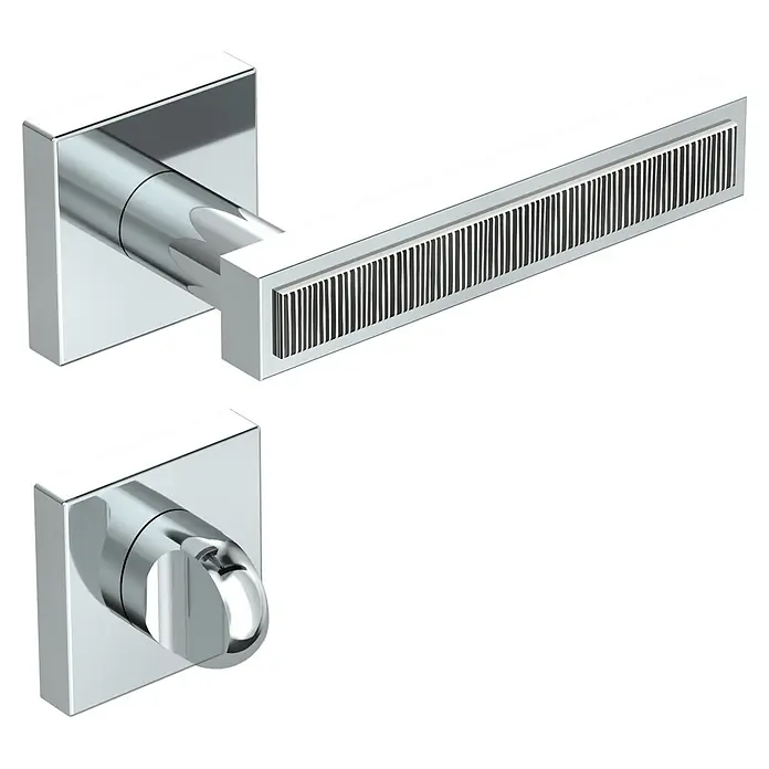 Diamond Doors Zimmertürgarnitur WC Tyler Zebra - Chrom Zebra, Stärke Tür: 40 mm - 45 mm, Schlitzkopf/Olive - Elegante Türgarnitur in Chrom-Optik mit geradlinigem Design und feinen Details, bestehend aus Türgriff und Rosette.