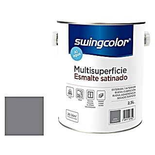 swingcolor Esmalte de color Multisuperficie (Gris ceniza, 2,5 l, Satinado)