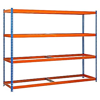 Simonrack Simonforte Estructura de estantería (L x An x Al: 45 x 210 x 200 cm, Capacidad de carga: 500 kg/balda, Número de baldas: 4 ud., Azul/Naranja)