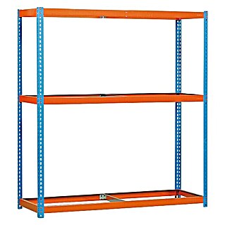 Simonrack Simonforte Estructura de estantería (Al x An x Pr: 200 x 210 x 75 cm, Capacidad de carga: 600 kg/balda, Número de baldas: 3 ud., Azul/Naranja)
