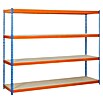 Simonrack Simonforte Estantería para cargas pesadas Chipboard (Al x An x Pr: 200 x 150 x 75 cm, Capacidad de carga por balda: 600 kg, Número de baldas: 4 ud., Inserción, Azul/Naranja) | BAUHAUS