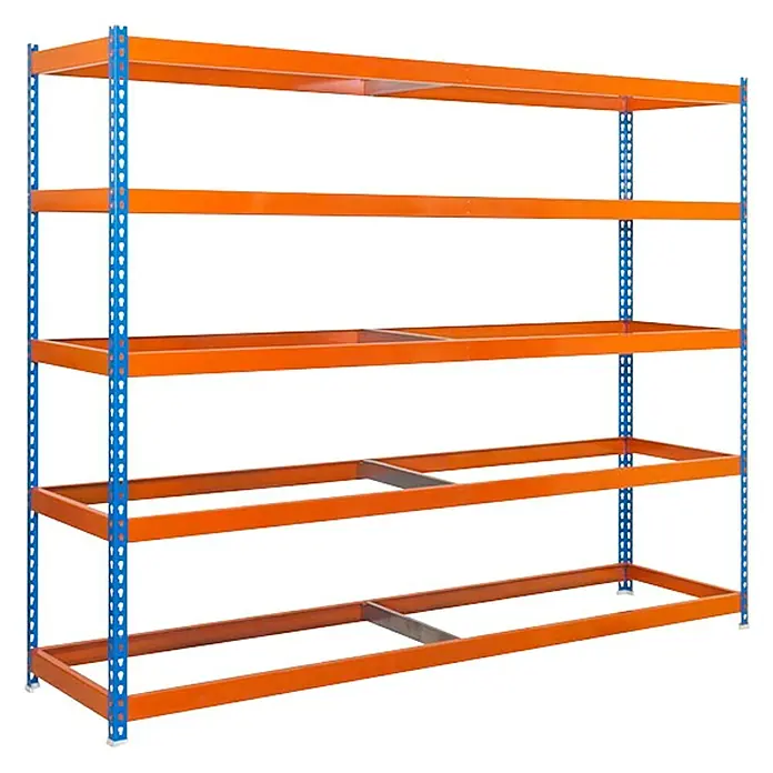 Simonrack Simonforte Estantería para cargas pesadas - Al x An x Pr: 200 x 210 x 75 cm, Número de baldas: 5 ud., Inserción, Azul/Naranja, Capacidad de carga por balda: 600 kg - Estantería de cinco niveles, perfecta para el almacenamiento.