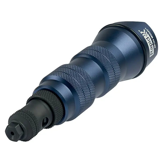 Rapid Blindnietvorsatz RP150 Multi™ - Geeignet für: Akkuschrauber/Bohrmaschinen - Nahaufnahme eines RapidR RP150 Multi Impact Schraubendrehers mit präziser Textur und robustem Design, ideal für professionelle Anwendungen.