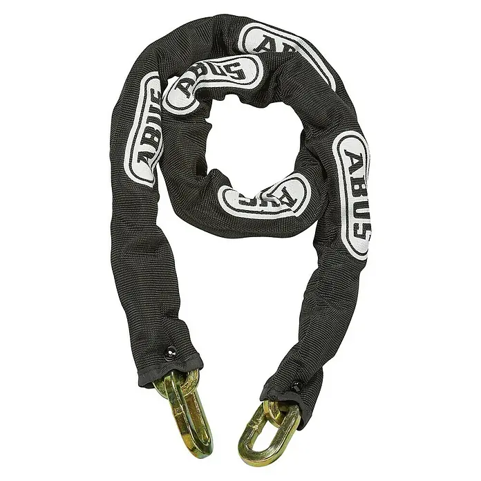 Abus Kettenschloss UV Chain 0304 - Länge: 110 cm, Stärke: 8 mm - Ein ABUS-Kettenschloss mit Textilummantelung und zwei goldenen Schäkeln bietet Sicherheit für Fahrräder und andere Wertgegenstände.