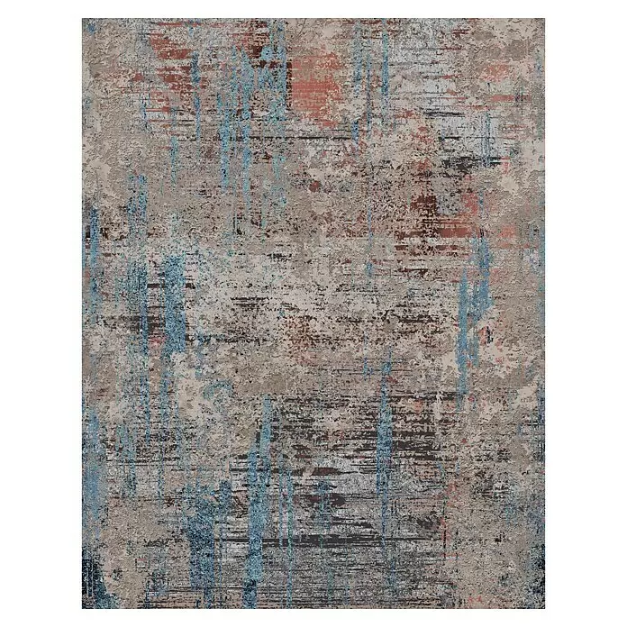 Marburg Smart Art Gallery Fototapete Shabby Uni - B x H: 2,12 x 2,7 m, Vlies, Grau-Blau - Abstrakter Teppich im Used-Look in Beige, Braun, Grau, Rostorange und Hellblau, mit strukturierter Oberfläche.