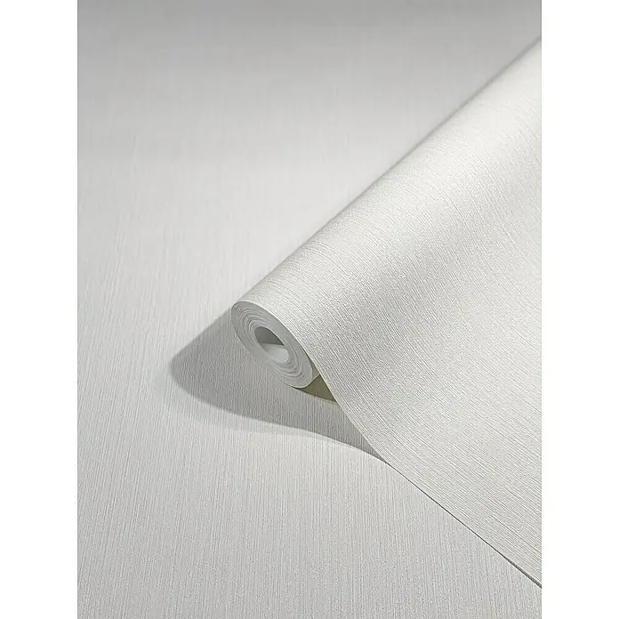Marburg Modernista Vliestapete - Weißbeige, Uni, 10,05 x 0,53 m - Eine Rolle weißer Tapete mit einer feinen, texturierten Oberfläche, die Eleganz und Schlichtheit für moderne Innenräume bietet.