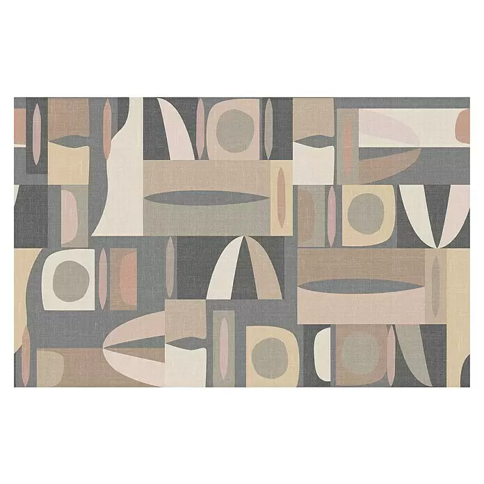 Marburg Smart Art Gallery Fototapete - B x H: 4,24 x 2,7 m, Vlies, Version III - Anthrazit-Beige - Abstraktes geometrisches Muster mit gedämpften Grau-, Beige-, Rosa- und Brauntönen auf texturiertem Hintergrund.