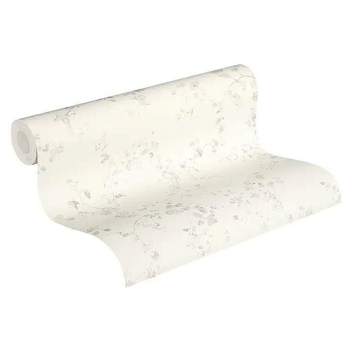 A.S. Création Metropolitan Stories Vliestapete Blümchen - Lilac/Weiß, Floral, 10,05 x 0,53 m - Eine Rolle Tapete mit zartem floralem Muster in neutralen Farbtönen, ideal für eine elegante Wandgestaltung.
