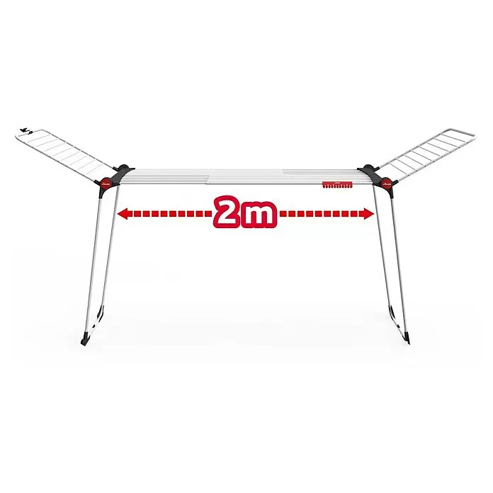 Vileda Flügel-Wäscheständer Infinity Flex - Länge Wäscheleine: 30 m, L x B x H: 304 x 56 x 128 cm, Weiß - Skizze