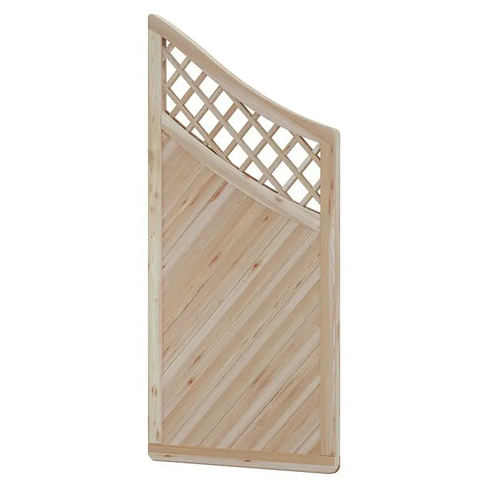 T & J Sichtschutzelement Classico Krone - 90 x 140/180 cm, Natur - Das Holzzaunelement bietet Privatsphäre und ist mit einem dekorativen Lattenrost versehen, ideal für Garten und Terrasse.