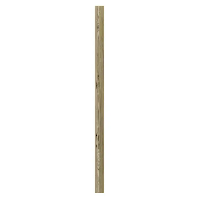 T & J Pfosten - 9 x 9 x 180 cm, Grün - Nahaufnahme einer hellen Holzplanke mit Astlöchern und Maserung, ideal für rustikale Dekorationen und DIY-Projekte.