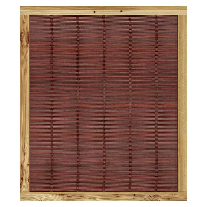 T & J Sichtschutzelement Fako - 120 x 140 cm, Braun - Nahaufnahme einer Holzbildwand mit braunem Geflecht und hellem Holzrahmen, die eine rustikale und natürliche Ästhetik vermittelt.