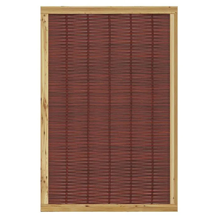 T & J Sichtschutzelement Fako - 120 x 180 cm, Braun - Ein rechteckiger, dekorativer Holzrahmen mit einem braun-roten, gewebten Einsatz, der Wärme und Textur in jeden Raum bringt.