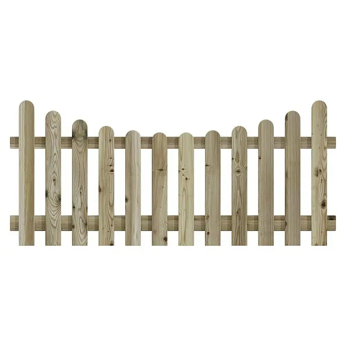 T & J Vorgartenzaun Heiko - B x H: 180 x 80 cm, Hellbraun - Holzzaun mit abgerundeten Pfosten, ideal für Gartenbegrenzungen, bietet rustikalen Charme und Sicherheit.
