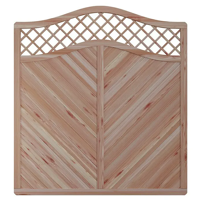 T & J Sichtschutzelement Classico Krone - B x H: 180 x 180 cm, Natur - Holzzaun mit Rautenmuster im oberen Bereich, natürliches Aussehen für Garten oder Grundstück.