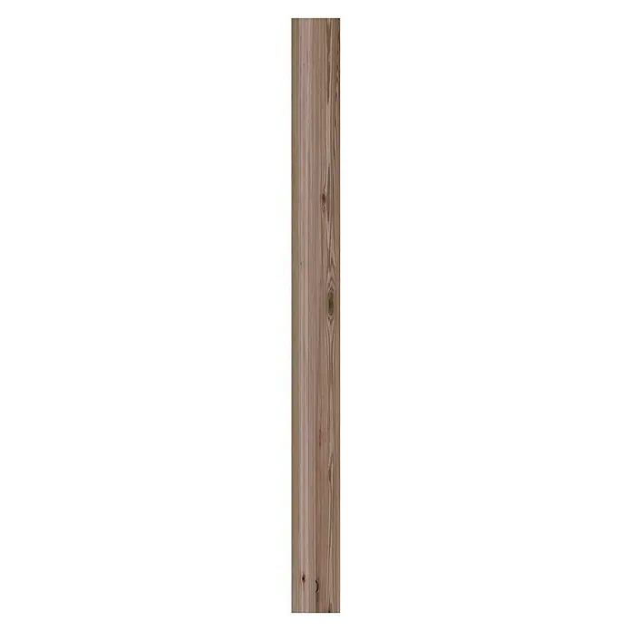 T & J Pfosten - 110 cm, Passend für: Serie Lolland und Jütland, Braun - Ein einzelnes Brett aus rötlichem Kiefernholz mit markanter Maserung und Ästen, ideal für rustikale Dekorationen.