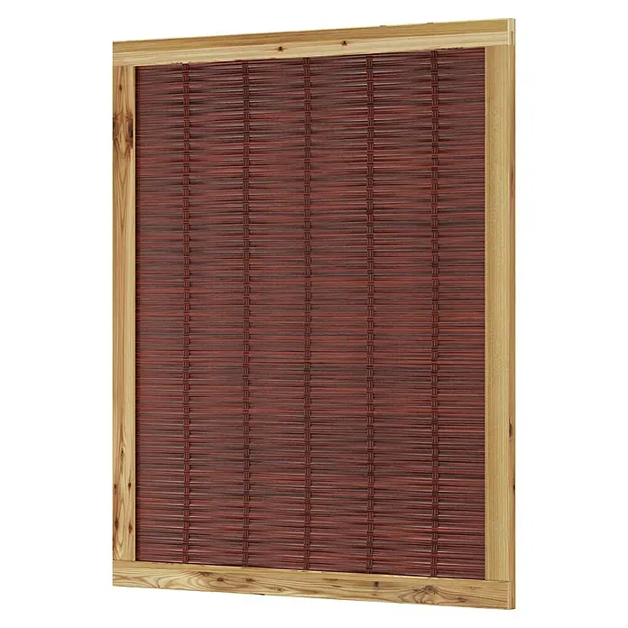 T & J Sichtschutzelement Fako - 120 x 140 cm, Braun - Wandpaneel mit braunem Weben und hellem Holzrahmen, ideal für dekorative Akzente in jedem Raum. Perfekt für rustikale Einrichtungen.