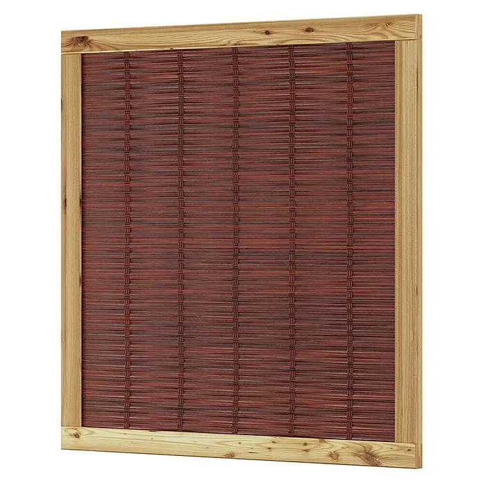 T & J Sichtschutzelement Fako - 120 x 120 cm, Braun - Gerahmte, gewebte Holzplatte in Rotbraun mit einem hellen Holzrahmen, ideal als dekoratives Element.