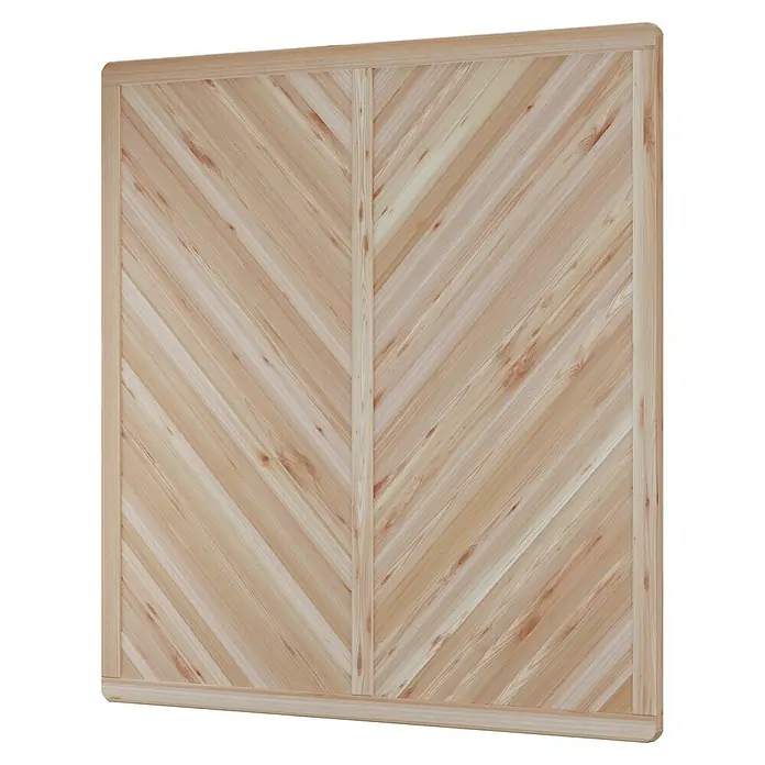 T & J Sichtschutzelement Classico - B x H: 180 x 180 cm, Natur - Dieses Bild zeigt eine helle Holzwand mit einem Chevron-Muster. Die Wand ist von einem hellen Holzrahmen umgeben.