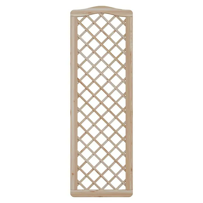 T & J Sichtschutzelement Classico Krone - B x H: 60 cm x 180 mm, Natur - Eine Holzlattenwand mit Rautenmuster und einem hellen Holzrahmen. Sie ist eine stilvolle Ergänzung für Garten oder Terrasse.