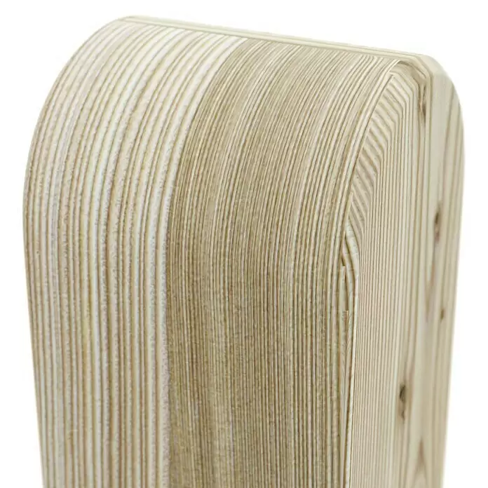 T & J Pfosten - 9 x 9 x 210 cm, Grün, Abgerundeter Pfostenkopf - Geschwungenes Möbelstück aus hellem Holz mit ausgeprägter vertikaler Maserung.