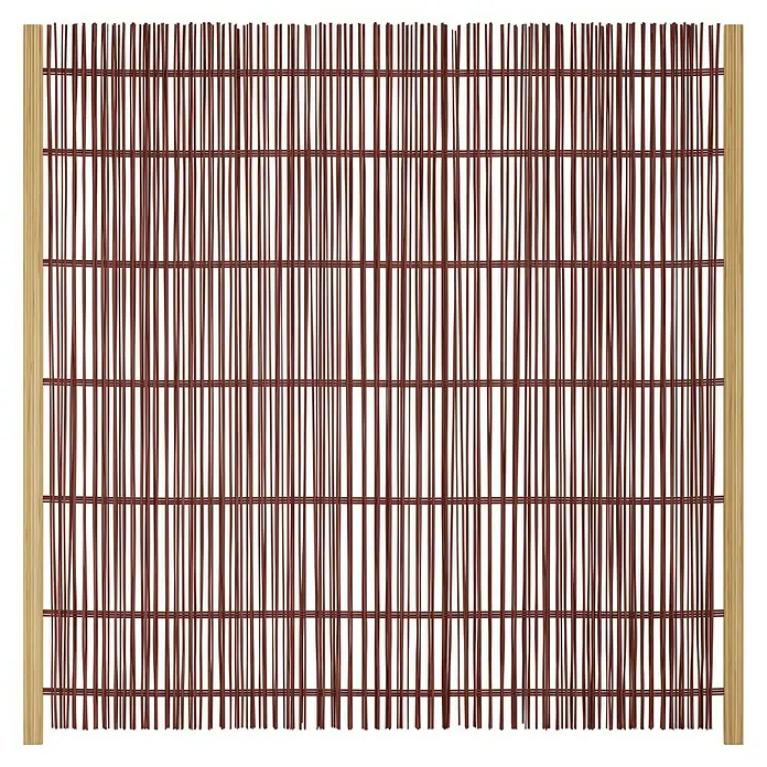 T & J Sichtschutzelement Fuego - 180 x 180 cm, Braun - Ein dekorativer Gartenzaun aus roten Bambusstäben mit Holzrahmen, ideal als Sichtschutz oder zur Gartengestaltung.