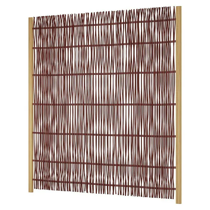 T & J Sichtschutzelement Fuego - 180 x 180 cm, Braun - Bild einer dekorativen, braunen Weidenmatte mit Holzrahmen, ideal als Sichtschutz oder zur Gartengestaltung.