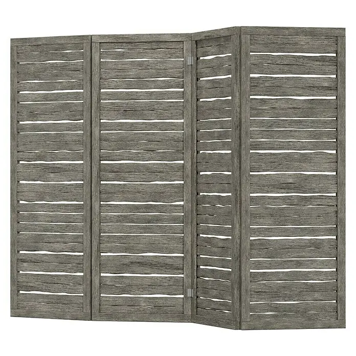 T & J Sichtschutzelement Esmaralda - B x H: 240 x 160 cm, Naturmaterialien, Braun - Graue Holzspanische Wand mit vier Paneelen, ideal zur Raumteilung und Dekoration. Sichtschutz und stilvolles Design vereint in einem Möbelstück.