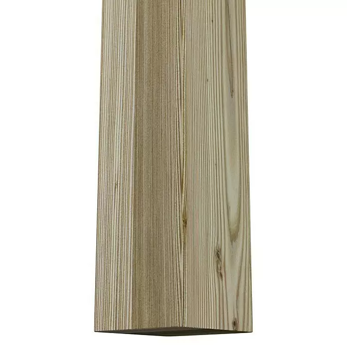 T & J Pfosten - 9 x 9 x 210 cm, Grün, Abgerundeter Pfostenkopf - Hellbraunes Holzbrett mit ausgeprägter vertikaler Maserung.