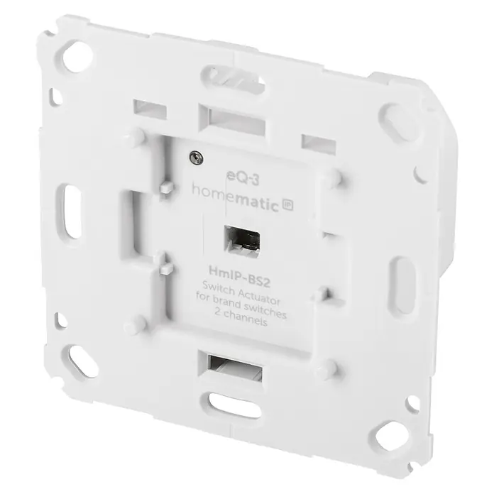 Homematic IP Funk-Lichtschalter Schaltaktor HmIP-BS2 - Unterputz, 37 x 71 x 71 mm - Nahaufnahme des Homematic IP HmIP-BS2 Schaltaktors für Markenschalter mit 2 Kanälen, ideal für Smart-Home-Anwendungen.