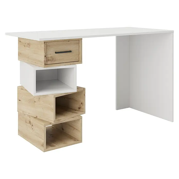 Phönix Schreibtisch Monza - L x B x H: 55 x 120 x 75 cm - Modern gestalteter Schreibtisch mit Holzfächern und Schublade für stilvolles Arbeiten und Aufbewahren.