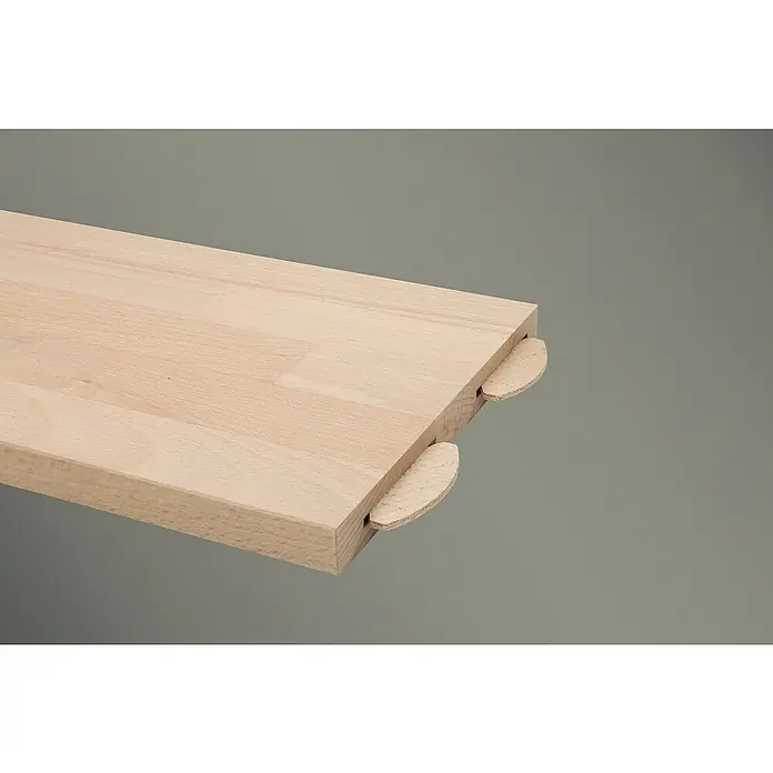 Wolfcraft Verbindungsplättchen - Größe: 20, 50 Stk. - Holzplatte mit Lamello-Verbindern, die eine starke und präzise Verbindung für Möbel und andere Holzbearbeitungsprojekte gewährleisten.