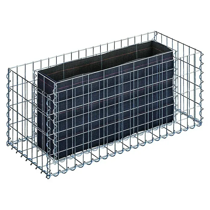 Gabiona Hochbeet MW 5x10 - 100 x 40 x 40 cm - Gabionenkorb mit dekorativem Stoffeinsatz, ideal für den Garten. Der Gabionenkorb ist ein echter Hingucker und bietet viele Gestaltungsmöglichkeiten.