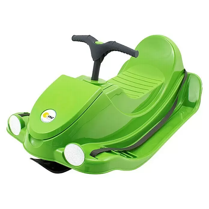 KHW Schlitten Snow Quad - L x B: 91 x 48 cm, Belastbarkeit: 30 kg, Kunststoff, Grün - Diagonale Ansicht