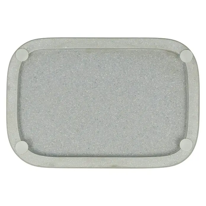 Venus Aiden Seifenschale - Polyresin, Grau - Rechteckige, glitzernde Servierplatte mit abgerundeten Ecken und kleinen Füßen für sicheren Stand.