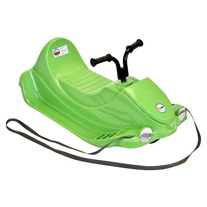 KHW Schlitten Snow Quad - L x B: 91 x 48 cm, Belastbarkeit: 30 kg, Kunststoff, Grün - Diagonale Ansicht