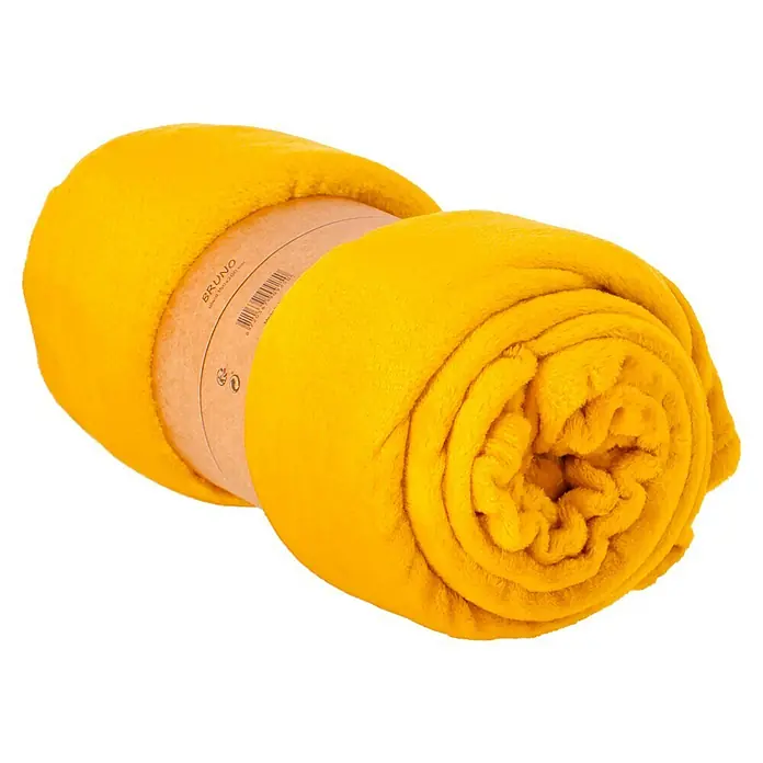 Decke Bruno - Golden Glow, 200 x 150 cm, 100 % Polyester - Gelbe Bruno-Decke, gerollt und mit Etikett, ideal für gemütliche Stunden und als Farbtupfer im Wohnbereich.