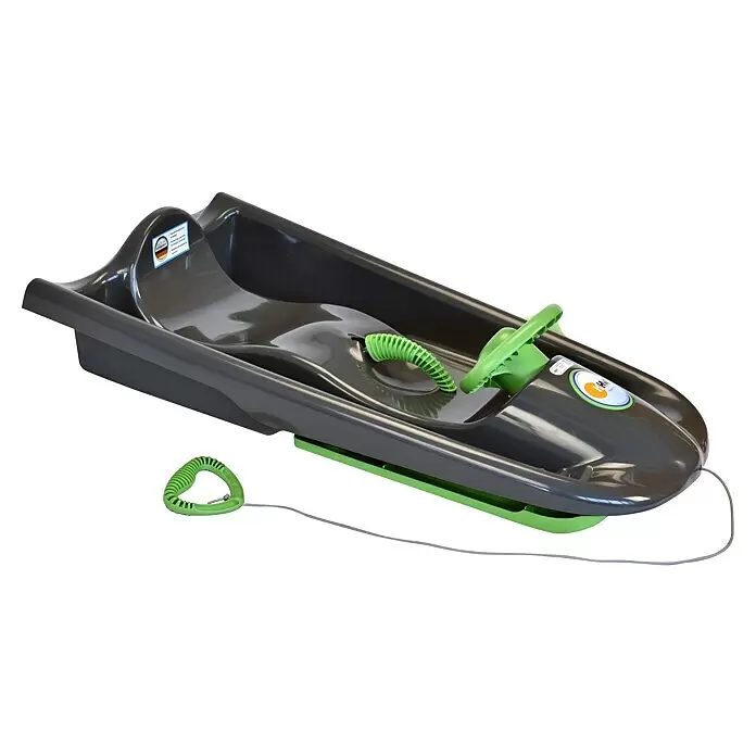 KHW Schlitten Snow Flyer - L x B: 100 x 52 cm, Belastbarkeit: 85 kg, Kunststoff, Anthrazit - Diagonale Ansicht