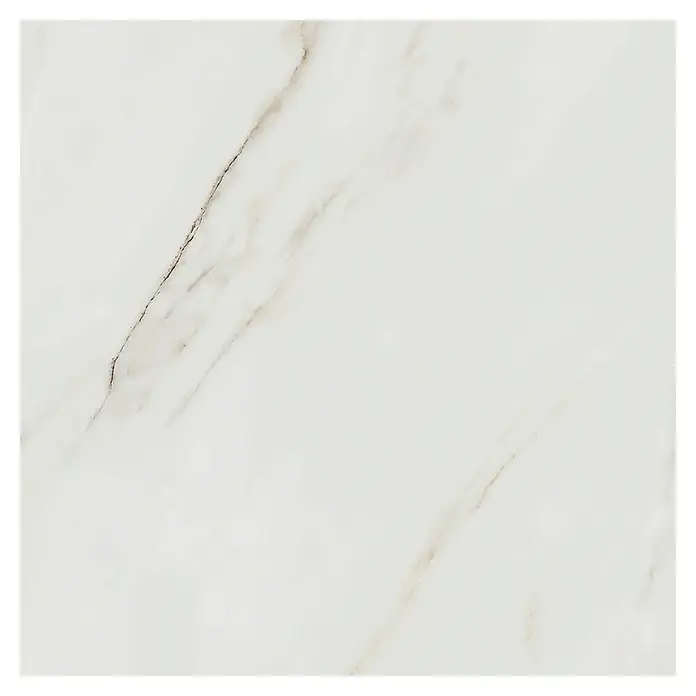 Feinsteinzeugfliese Calacatta Africa - 80 x 80 cm, Weiß, Glänzend - Marmorfliese in Weiß mit grauen und braunen Adern. Elegante Optik für stilvolle Innenräume.