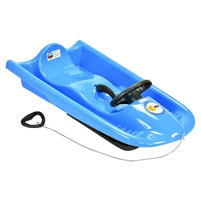 KHW Schlitten Snow Flyer - L x B: 100 x 52 cm, Belastbarkeit: 85 kg, Kunststoff, Eisblau - Diagonale Ansicht