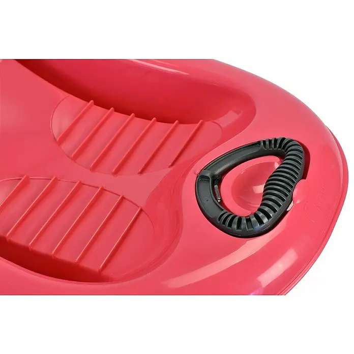 KHW Schlitten Snow Flipper - L x B: 98,5 x 51 cm, Belastbarkeit: 70 kg, Kunststoff, Anthrazit - Nahaufnahme eines roten Rodelschlittens mit Griff für den Winterspaß. Robustes Design für sichere Abfahrten im Schnee.
