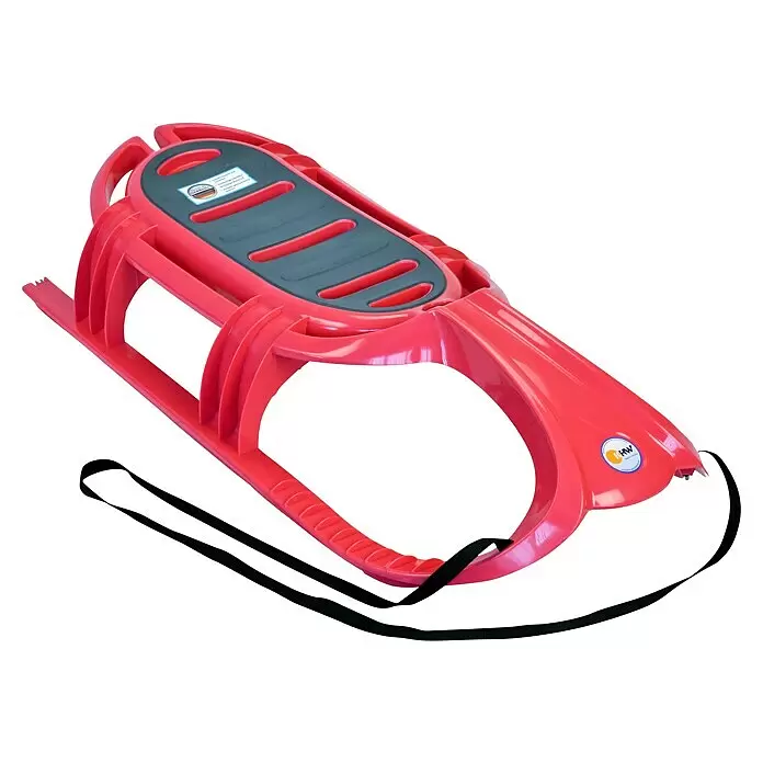 KHW Schlitten Snow Tiger - L x B: 105 x 47 cm, Belastbarkeit: 60 kg, Kunststoff, Pink - Diagonale Ansicht