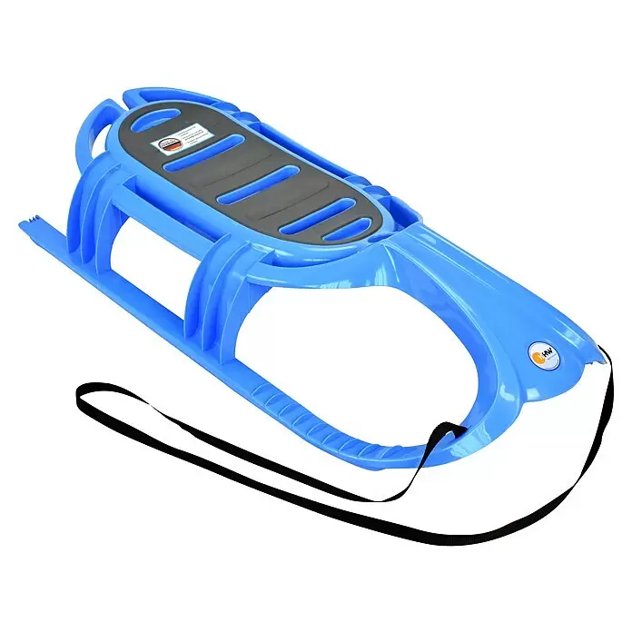 KHW Schlitten Snow Tiger - L x B: 105 x 47 cm, Belastbarkeit: 60 kg, Kunststoff, Eisblau - Diagonale Ansicht