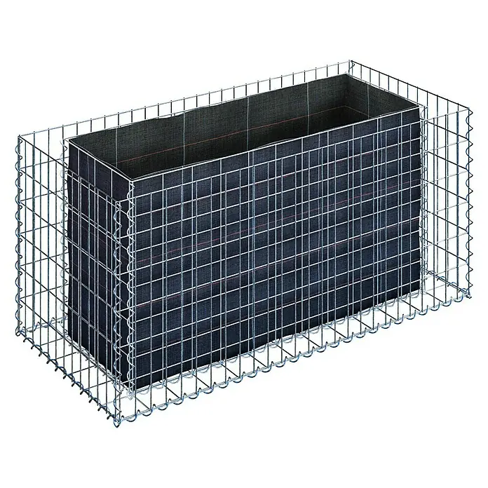 Gabiona Hochbeet MW 5x10 - 130 x 60 x 60 cm - Gabione mit dekorativer, innenliegender Stoffauskleidung. Ideal für den Garten- und Landschaftsbau, um Akzente zu setzen.